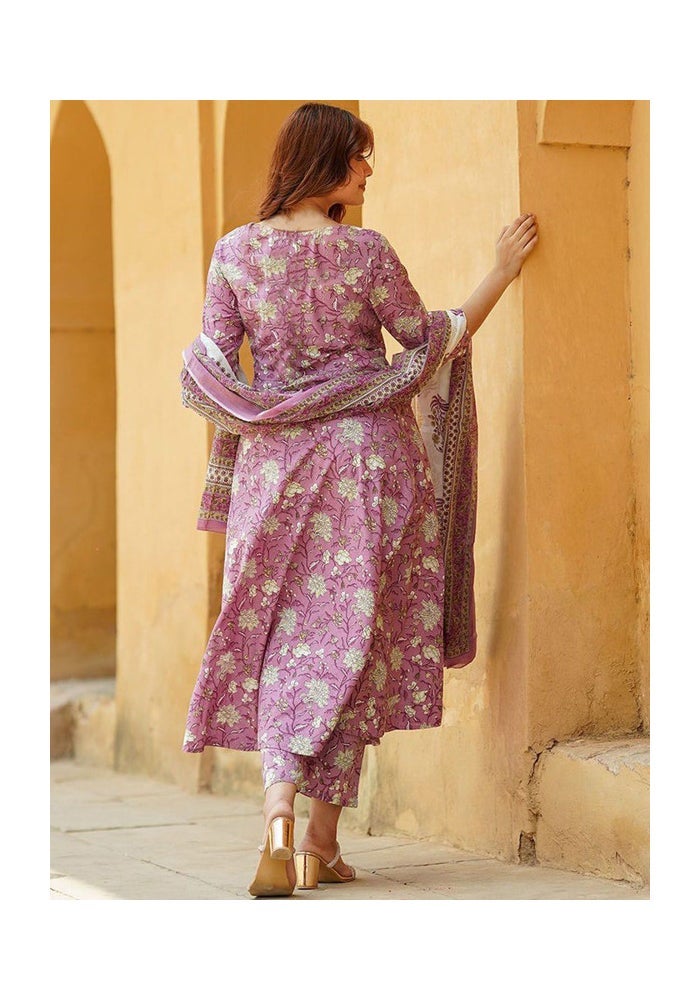 Malishka Export Rayon Printed Anarkali Kurta Pant Set for Women - Image 2